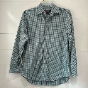 Vineyard Vines Green White Blue Checkered Plaid Murray Button Down Shirt Medium